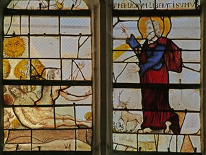 Window depicting the Creation of Eve by French School